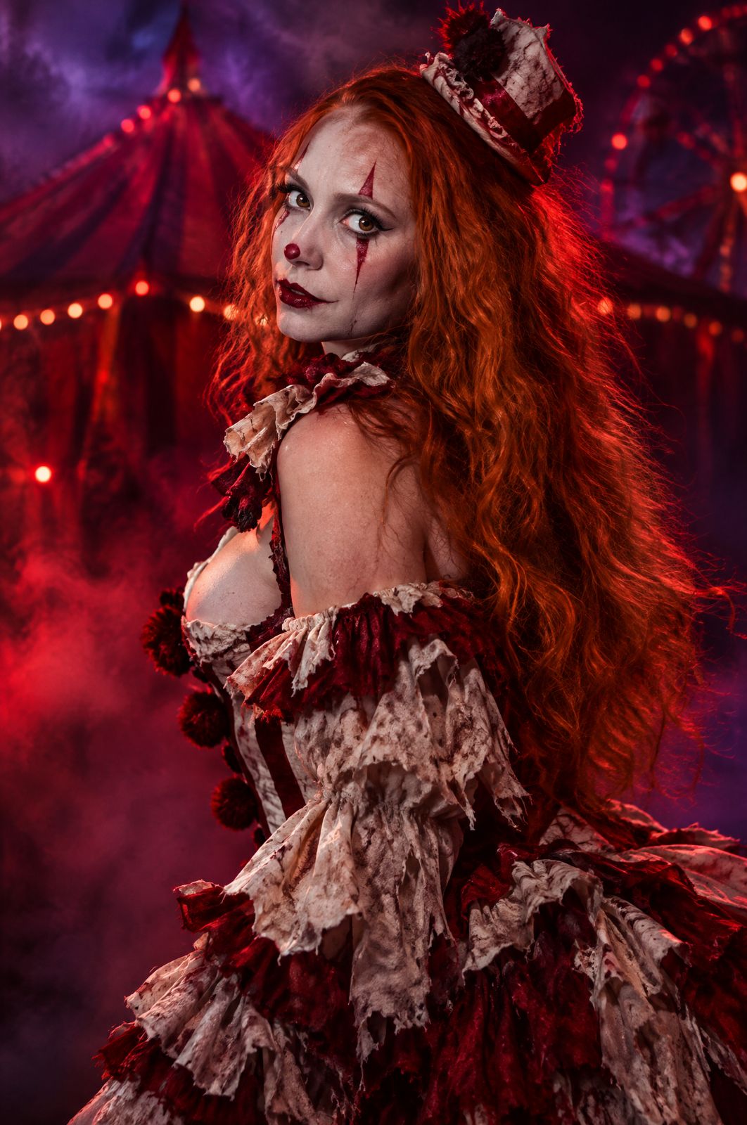 A palhaça vitoriana — circo noturno vermelho